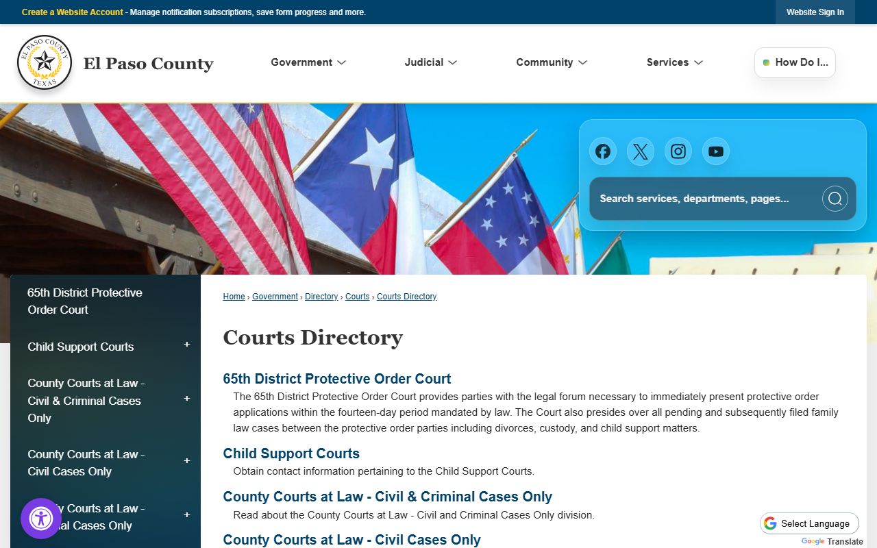 El Paso County District Clerk courts directory
