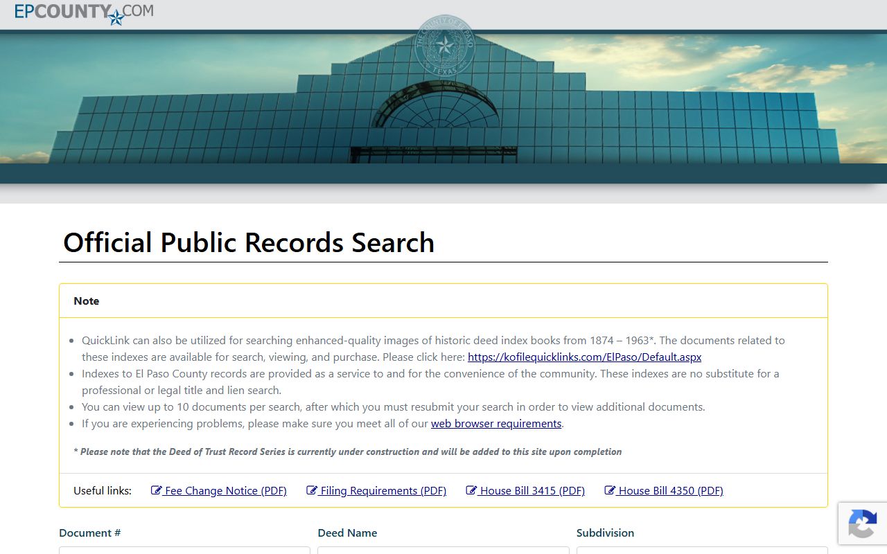 El Paso County District Clerk official public records search