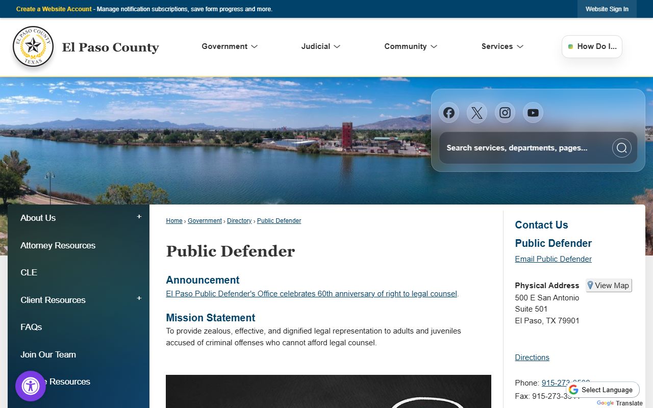El Paso County arrest records Public Defender office