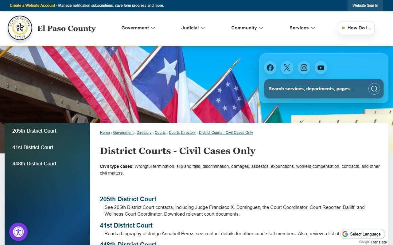 El Paso County District Court civil cases only