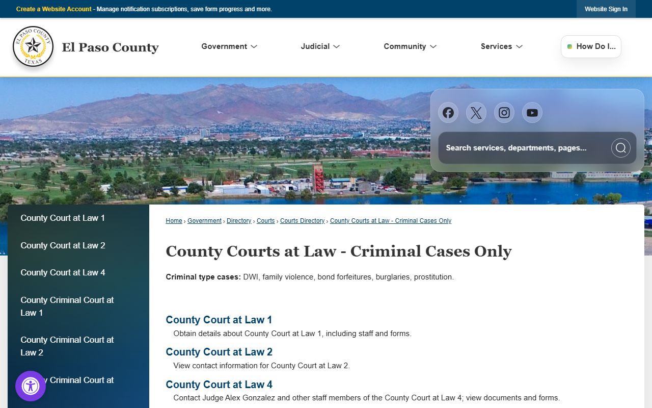 El Paso County Courts at Law criminal cases