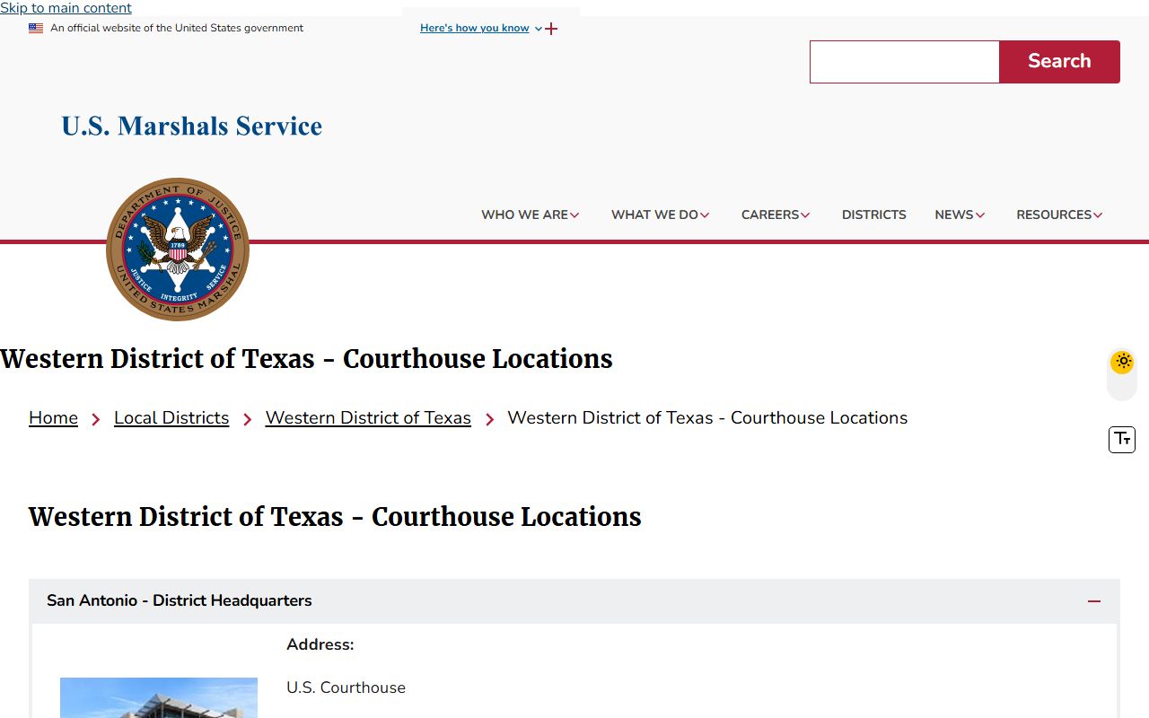 El Paso County arrest records U.S. Marshals courthouse locations