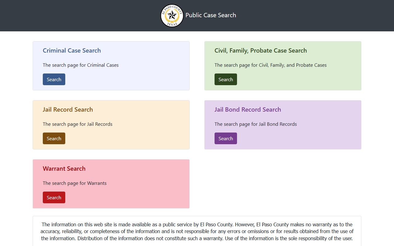 El Paso County Odyssey public court records case search