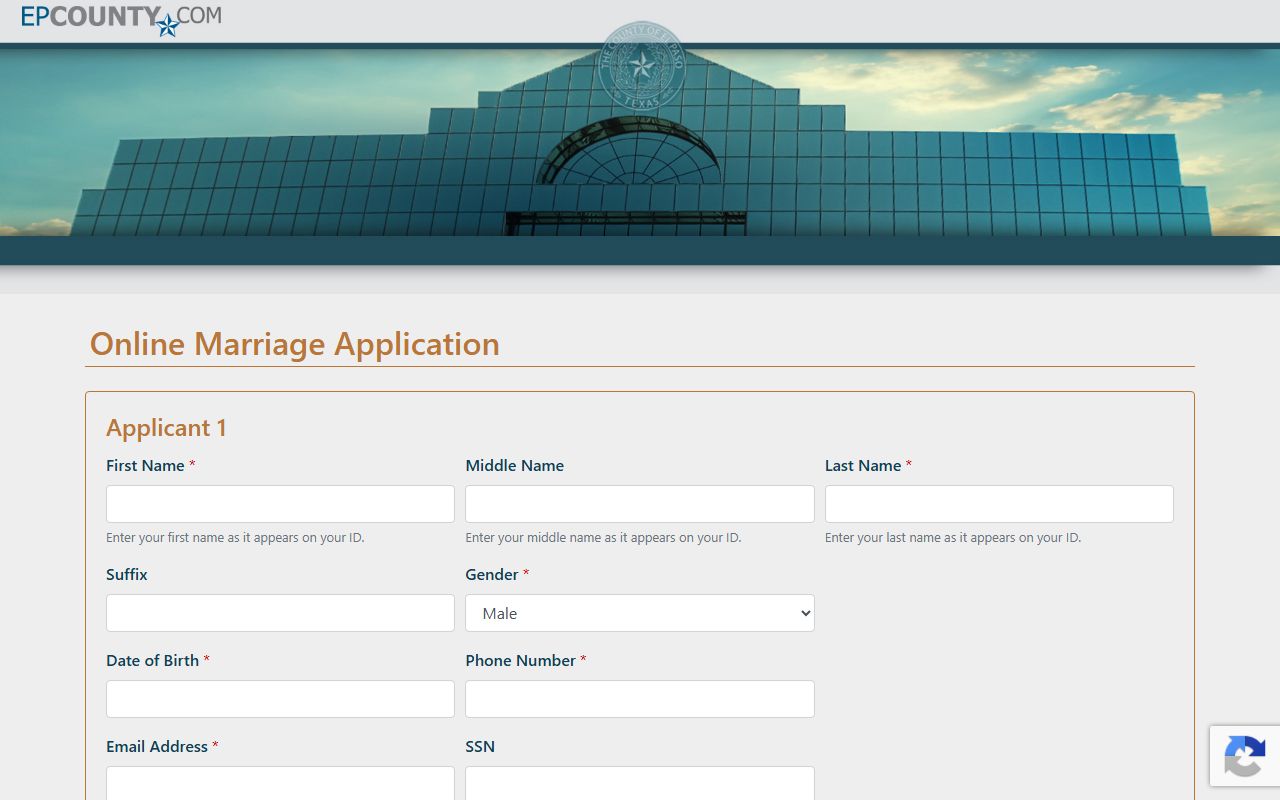 El Paso County marriage records online marriage license application