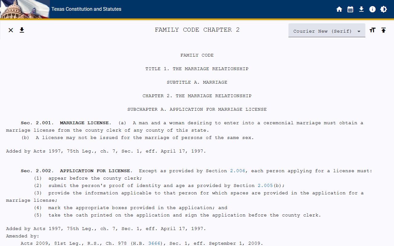 El Paso County marriage records Texas marriage statute