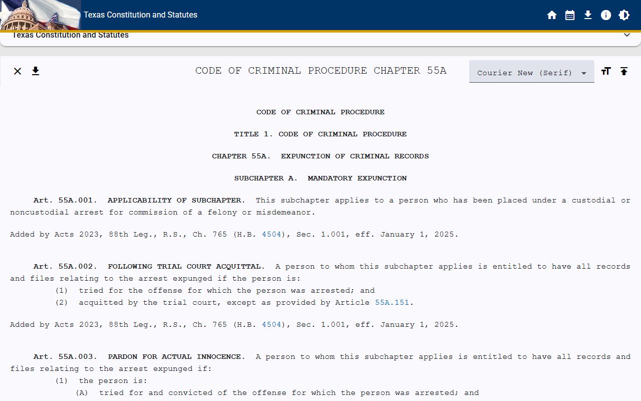 El Paso County arrest records Texas expunction statute