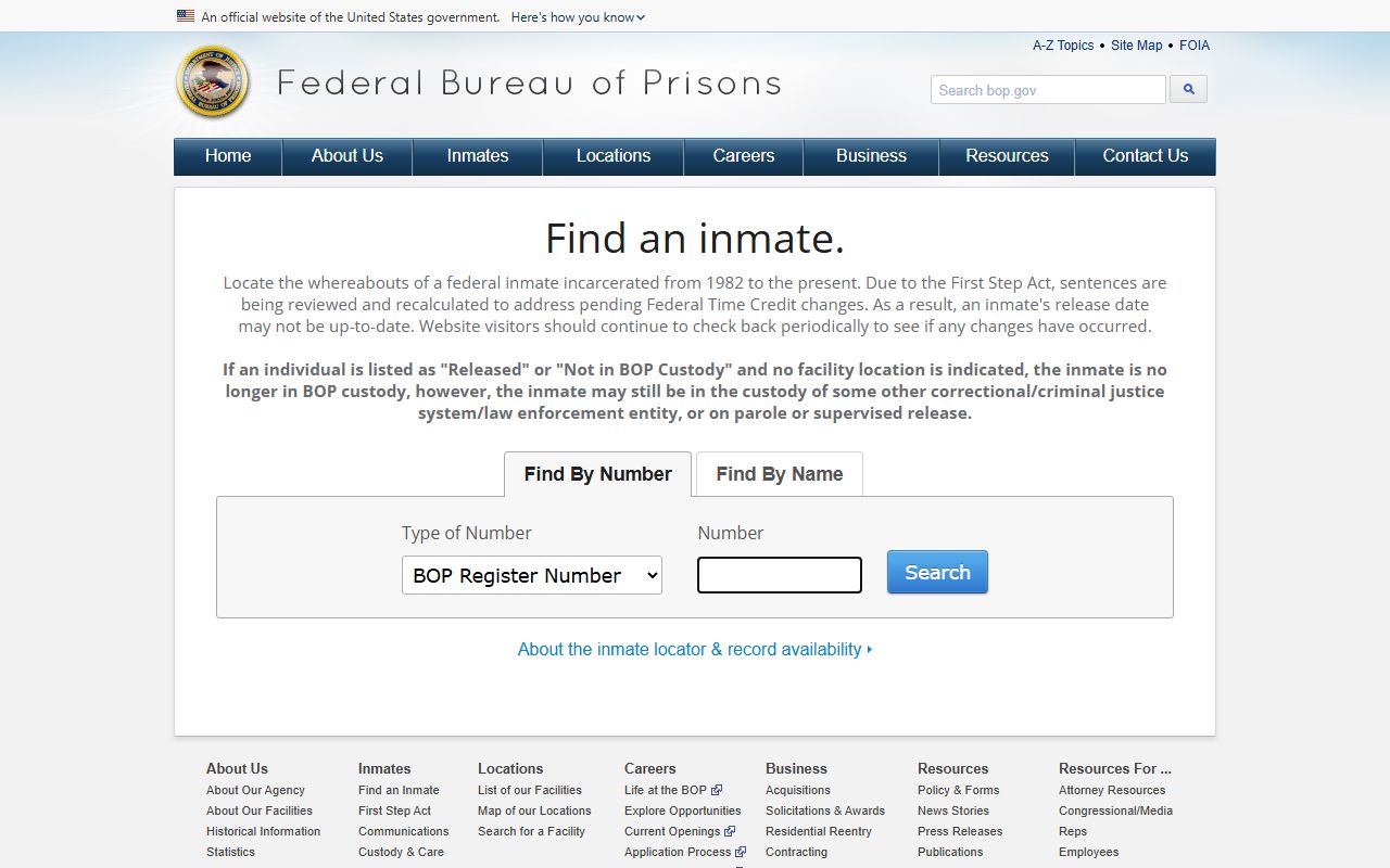 El Paso County released inmates federal BOP locator