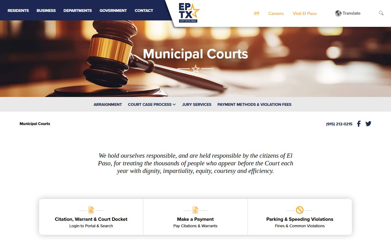 El Paso County traffic court records City of El Paso Municipal Courts
