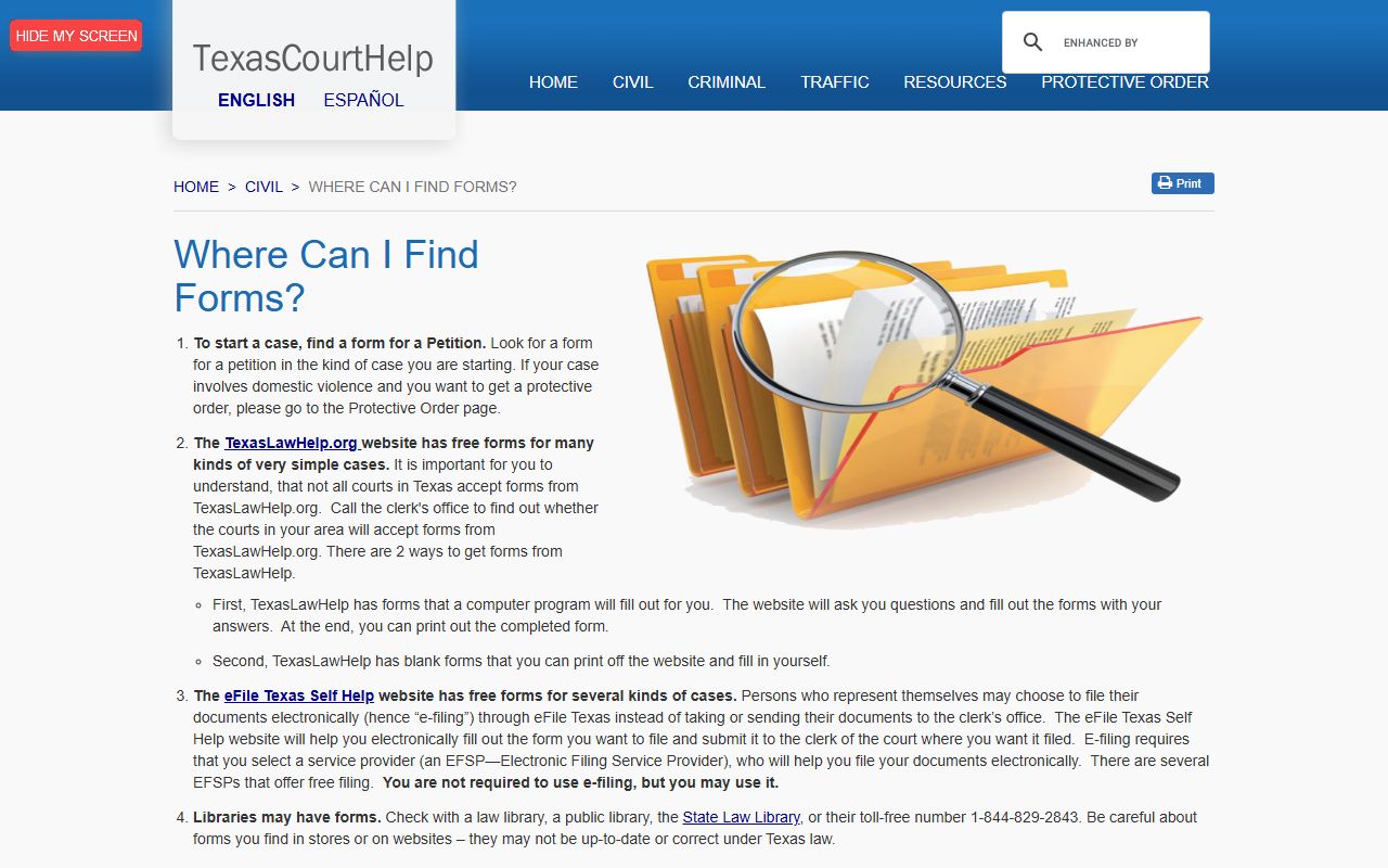 El Paso County traffic court records Texas Court Help forms