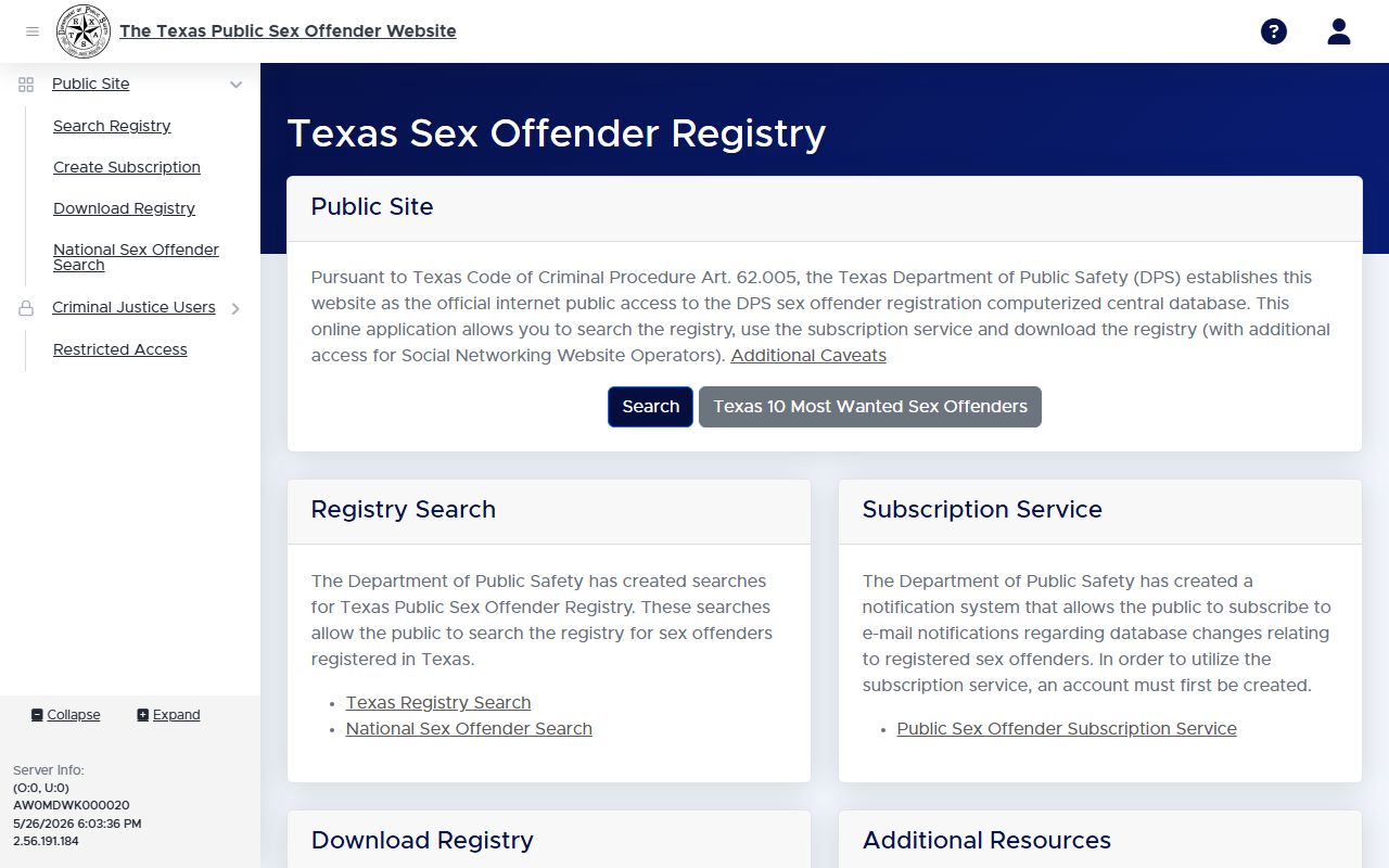 El Paso County released inmates Texas sex offender registry